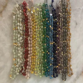 Leather Knotted Recycled Glass Necklace