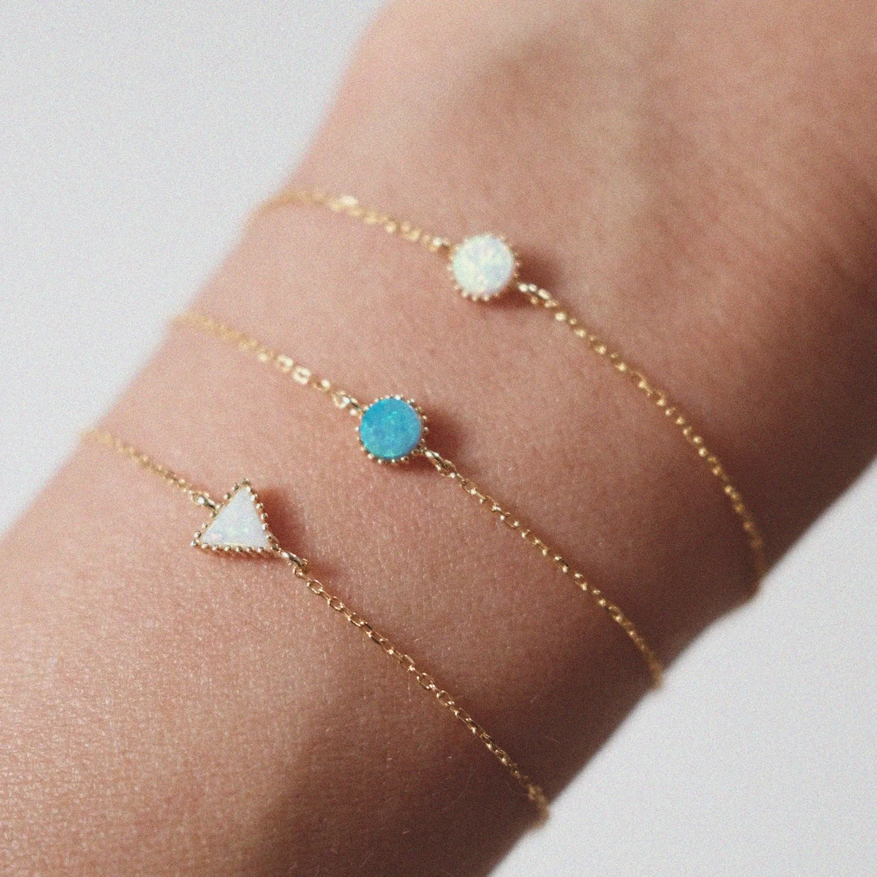 Little Triangle White Opal Bracelet