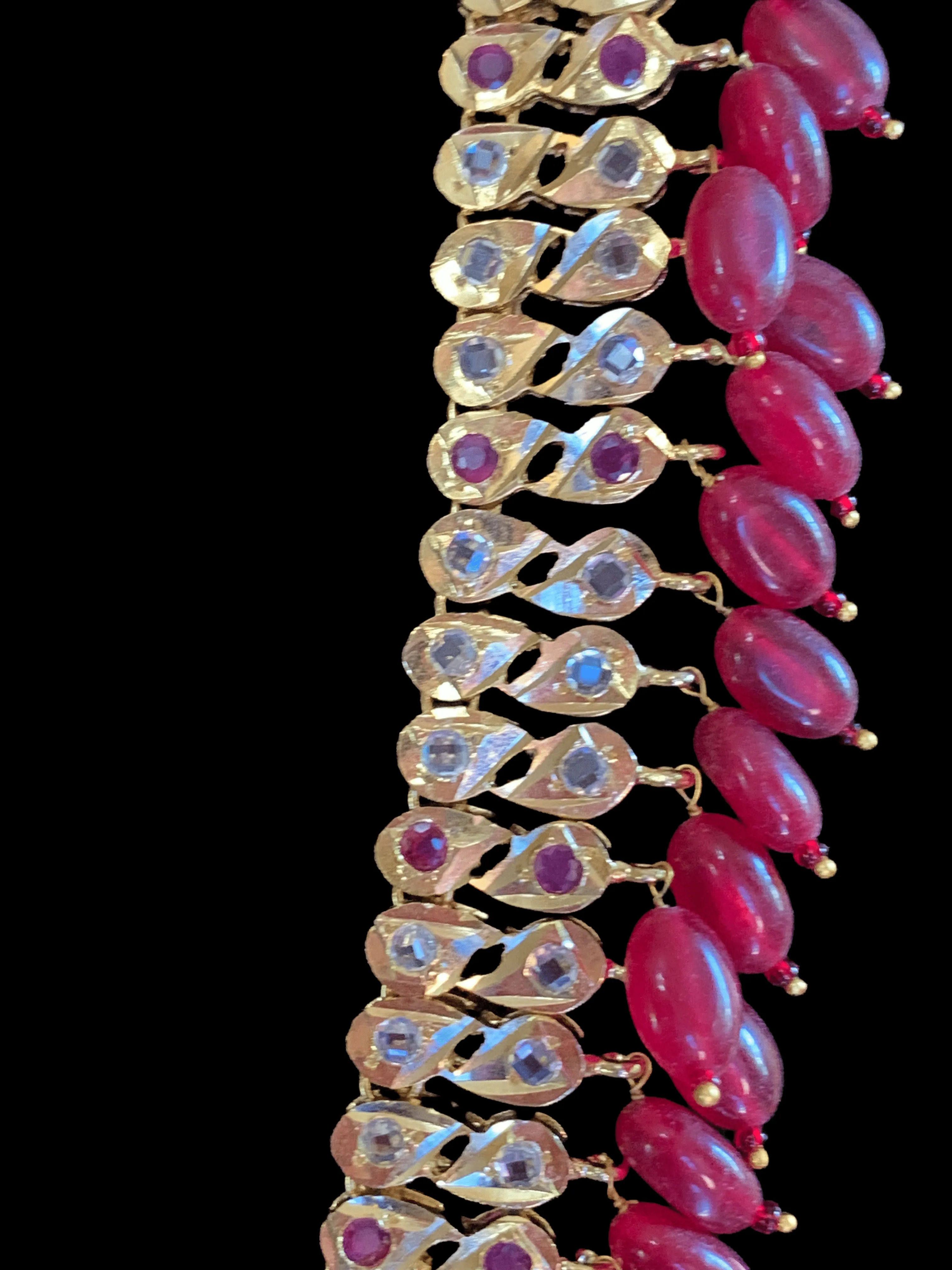 LN79 Rumaisa Pathani rani haar with earrings ( SHIPS IN 4 WEEKS )