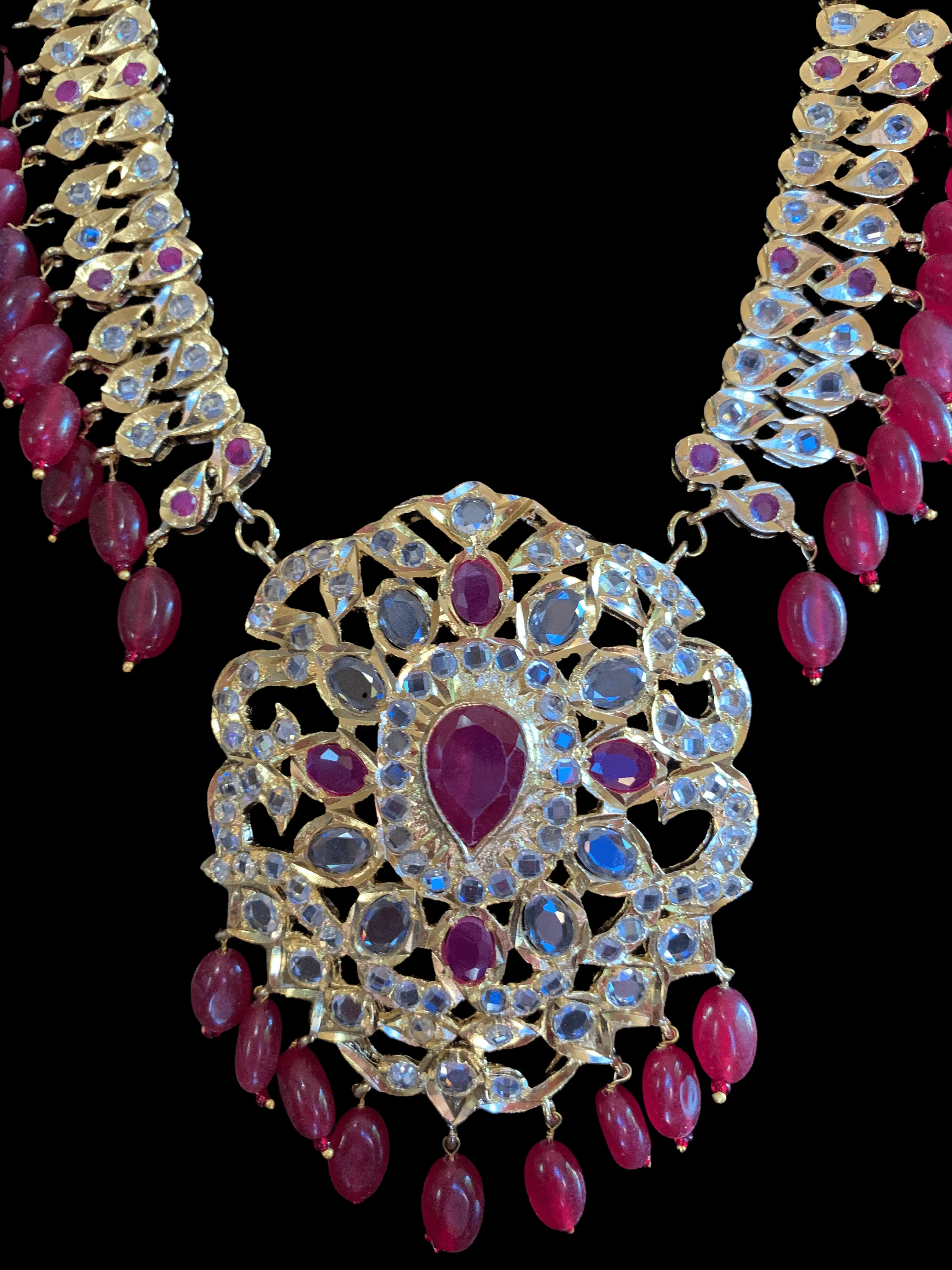 LN79 Rumaisa Pathani rani haar with earrings ( SHIPS IN 4 WEEKS )