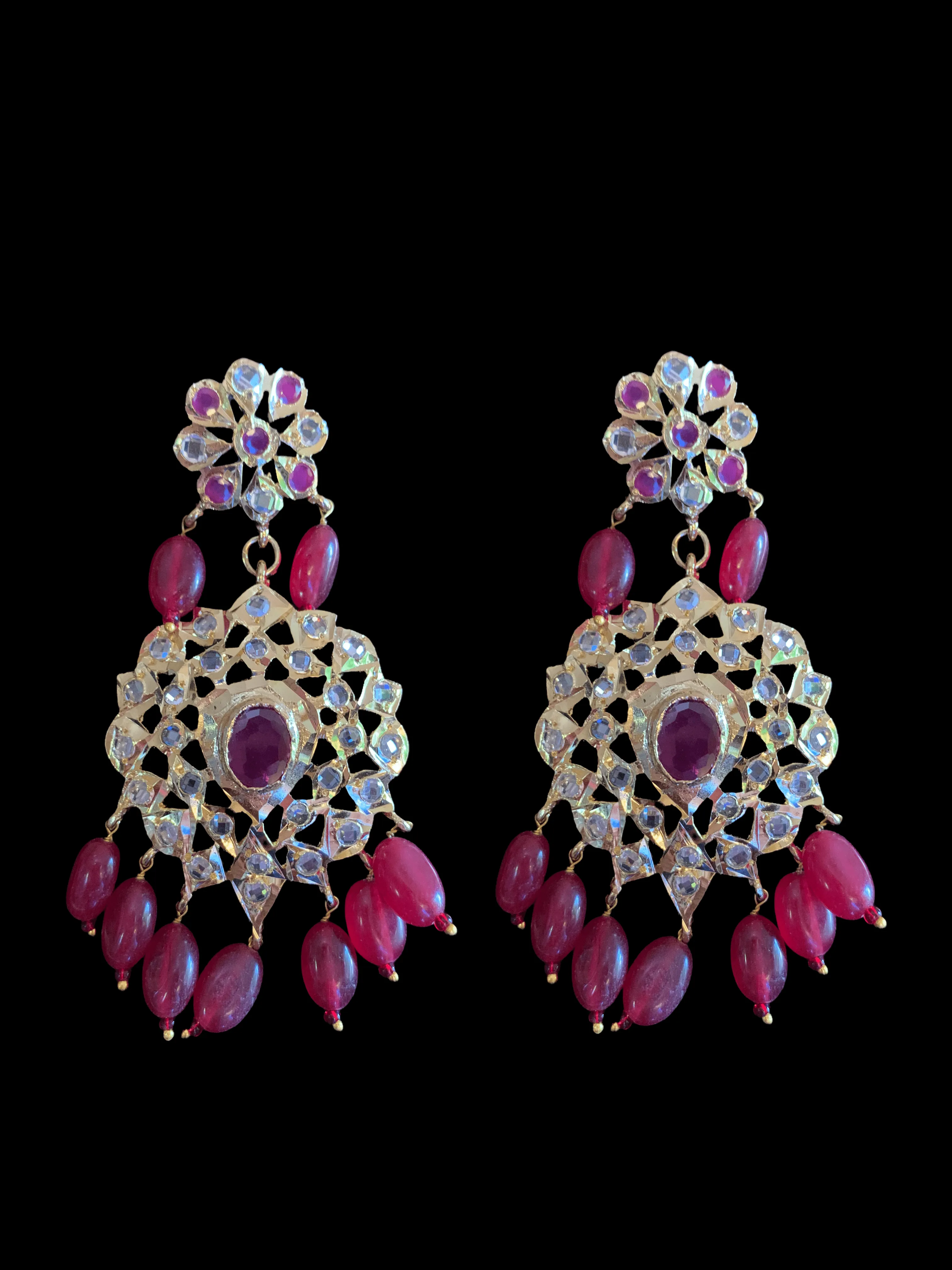 LN79 Rumaisa Pathani rani haar with earrings ( SHIPS IN 4 WEEKS )