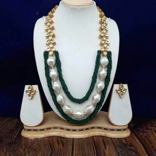 Long Twist Big Pearl Necklace And Earring Set
