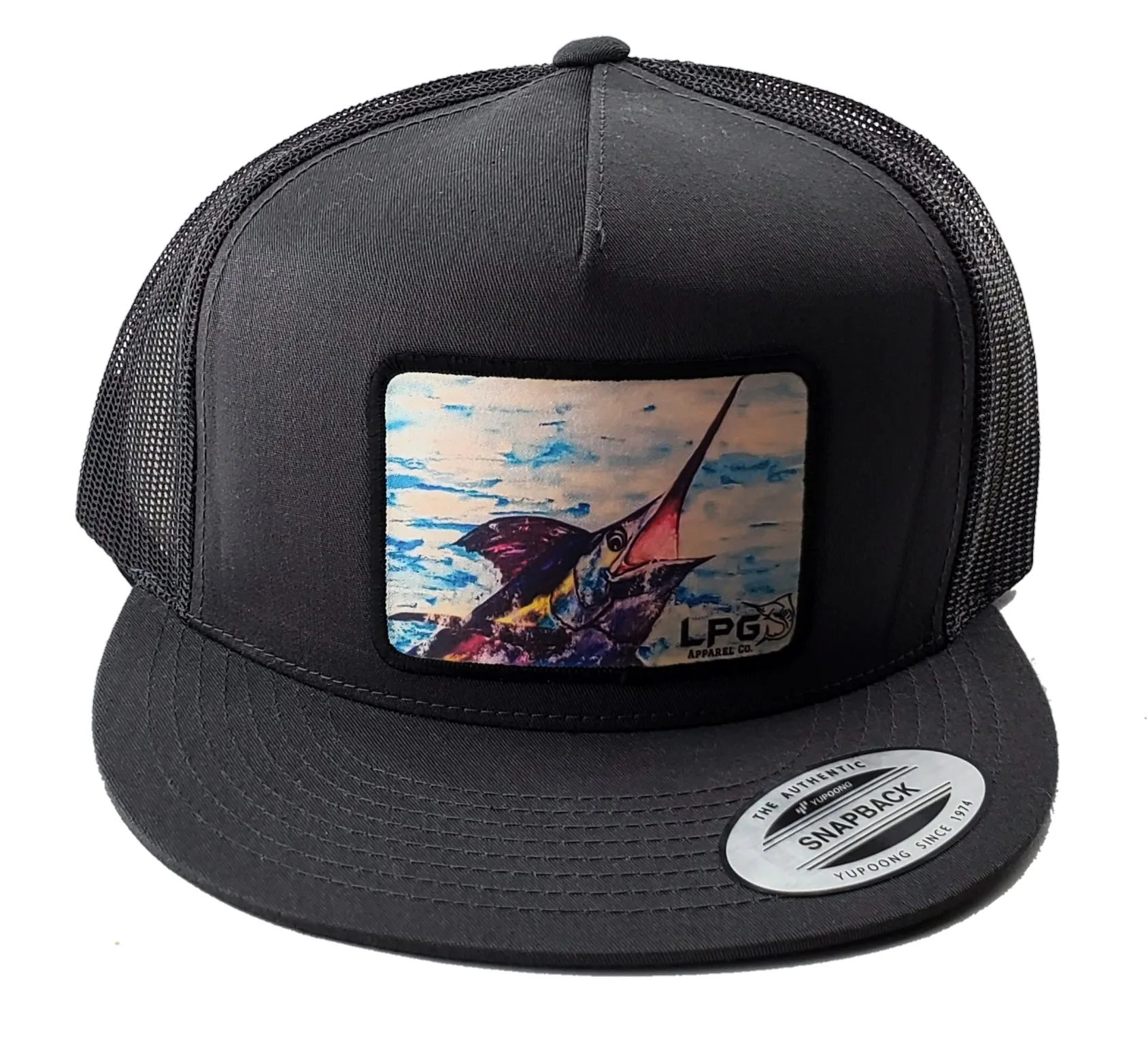 LPG Apparel Co. Marlin Surface Breaker Classic Snapback Flat Brim Trucker Hat
