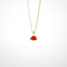 Maki-e Urushi Lacquer Pendant Necklace - White South Sea Pearl Shell / Mt. Fuji / Red -, Traditional Japanese Urushi Lacquer Jewelry