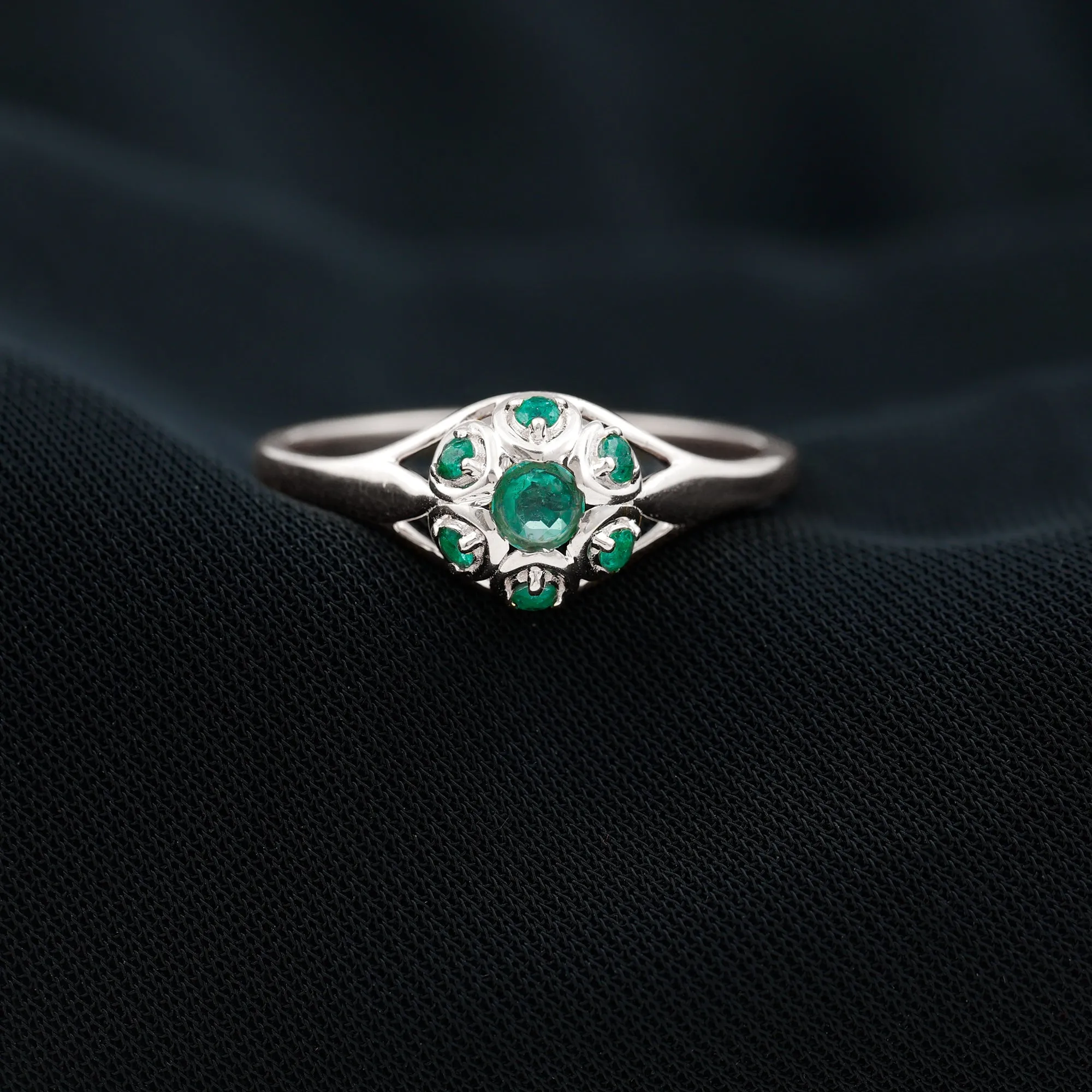 May Birthstone 1/2 CT Emerald Vintage Inspired Ring