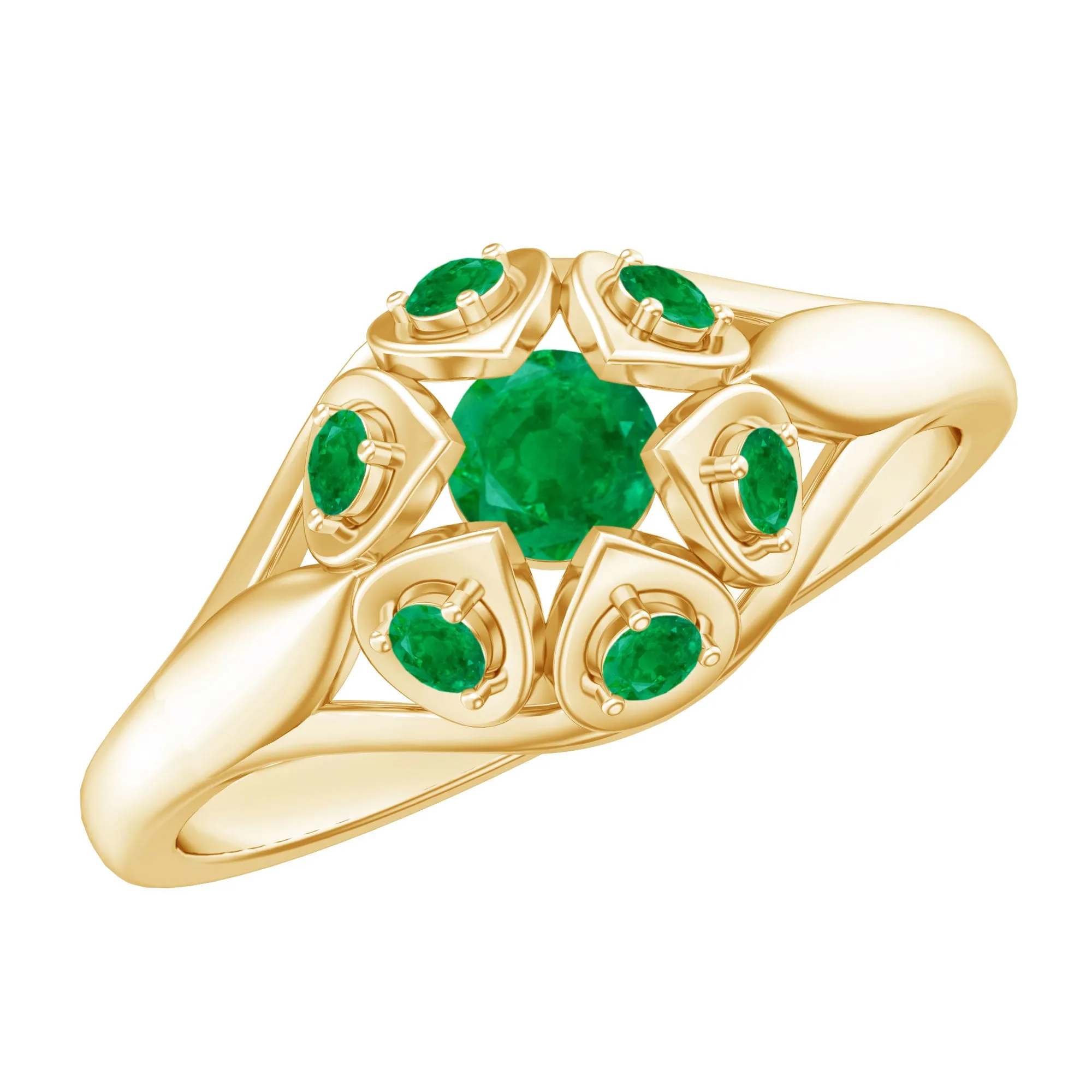 May Birthstone 1/2 CT Emerald Vintage Inspired Ring