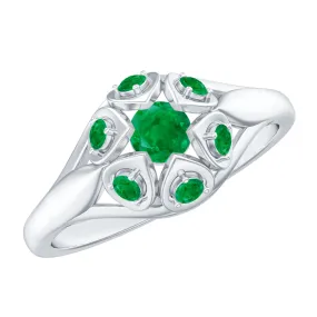 May Birthstone 1/2 CT Emerald Vintage Inspired Ring