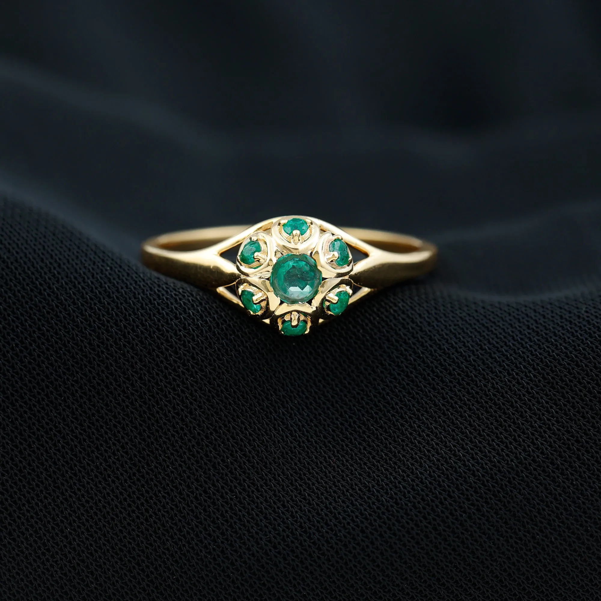 May Birthstone 1/2 CT Emerald Vintage Inspired Ring