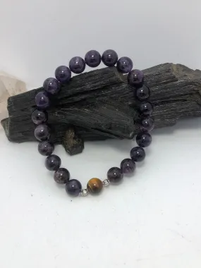 Men’s Amethyst with Tigers Eye Stretchy Bracelet By Infinite Treasures, LLC