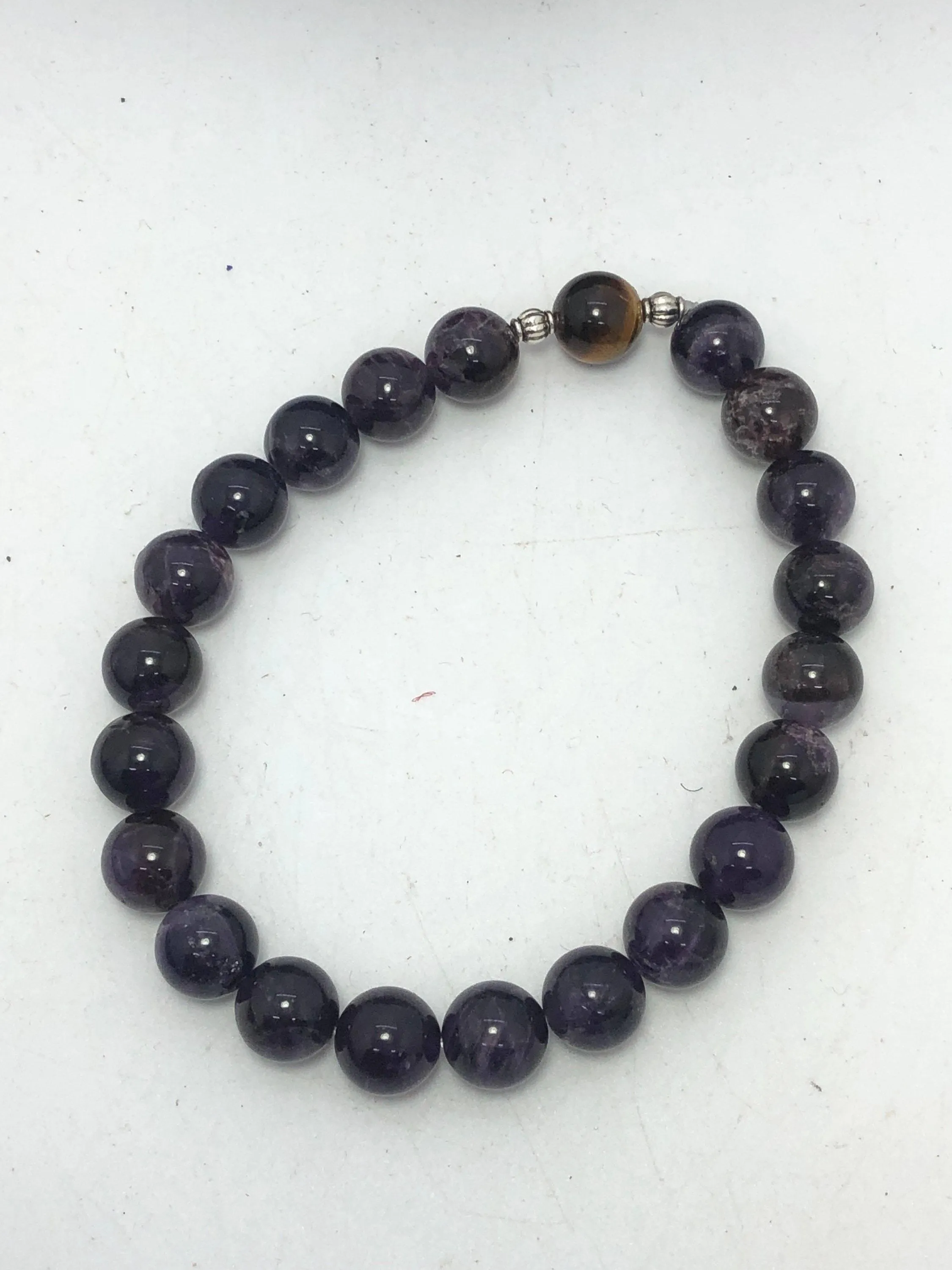 Men’s Amethyst with Tigers Eye Stretchy Bracelet By Infinite Treasures, LLC