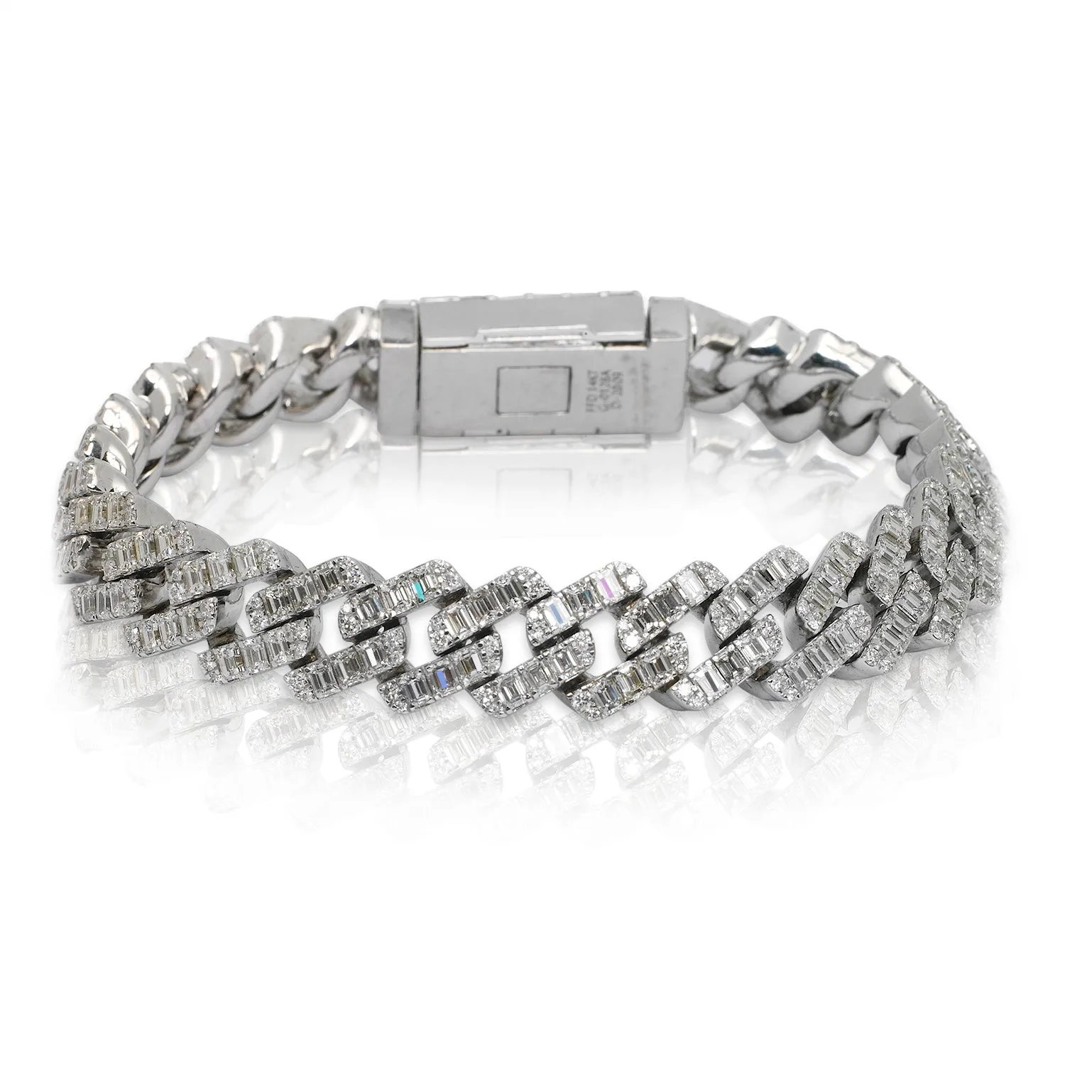 MIAMI Men’s 20 Carat Diamond Cuban Link Chain Bracelet in 14K White Gold By Mike Nekta NYC