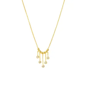 Mini Bezel Drop and Bead Station Necklace