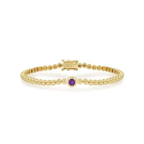 Mini Bezel Tennis Bracelet With Illusion Set Amethyst Center