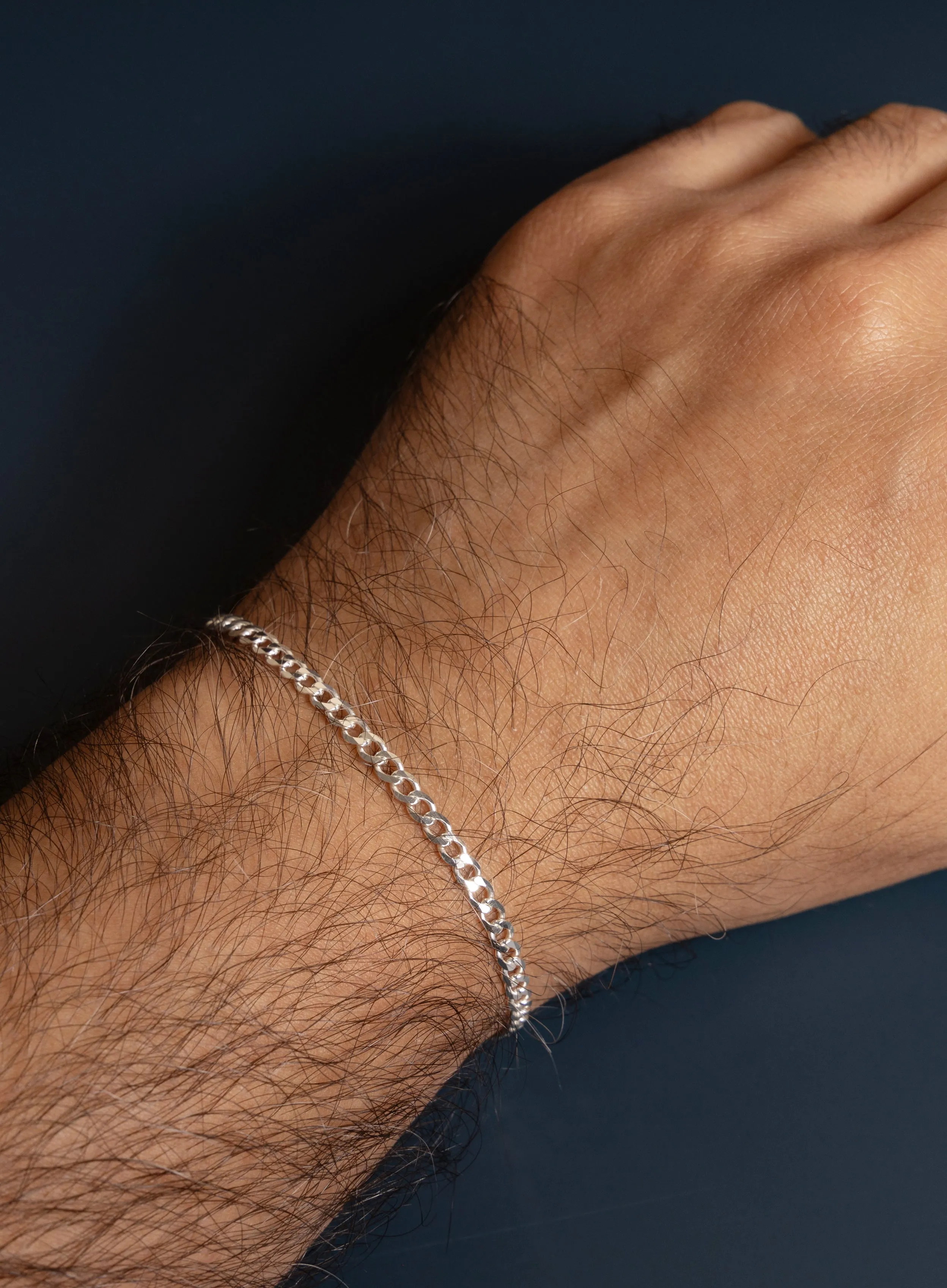 Minimalist 925 Sterling Silver Cuban Links Men's Bracelet