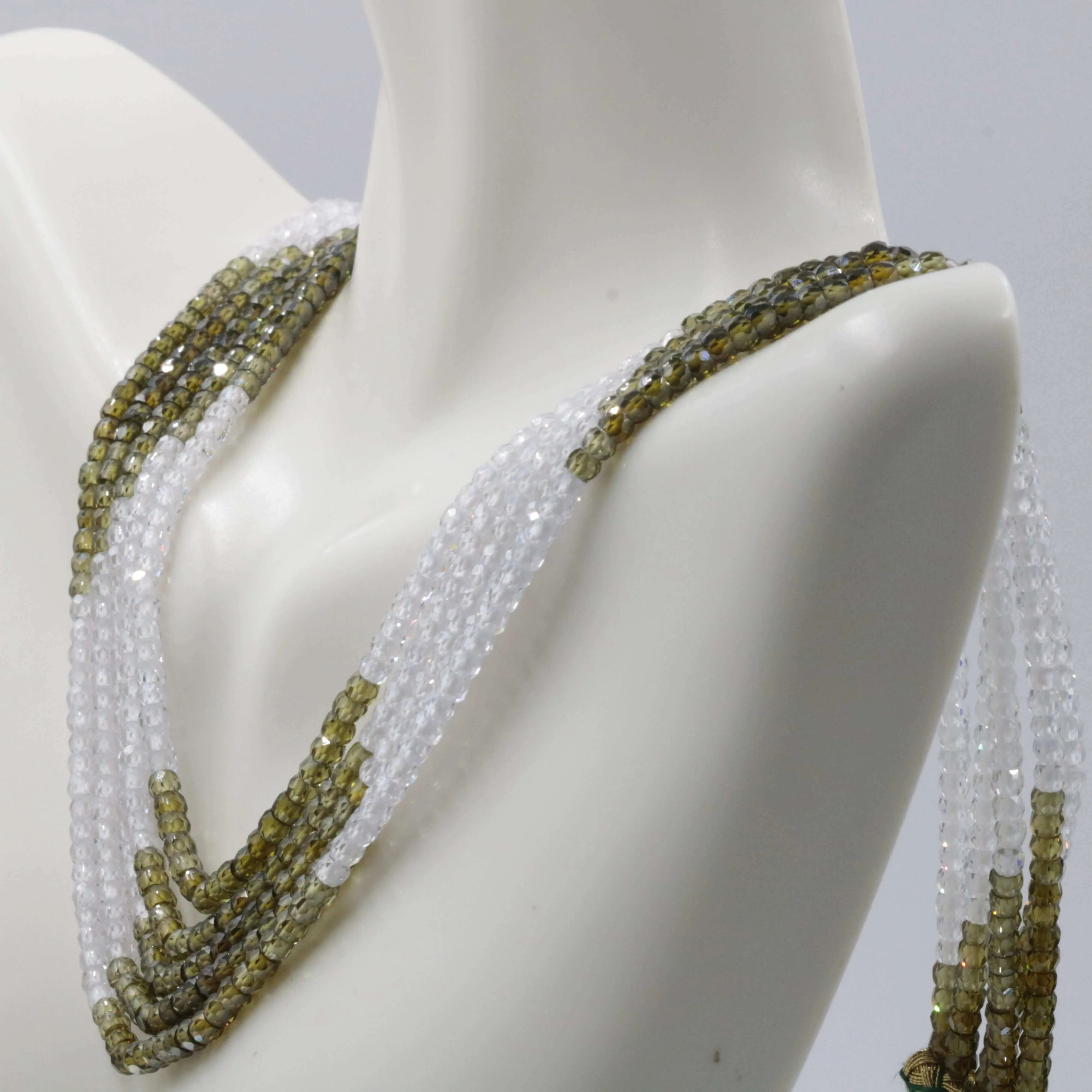 Multi Color CZ Necklace Necklace For Women Beaded cz Necklace Faceted cz Sarafa Necklace Green and White Necklace SKU 6141194