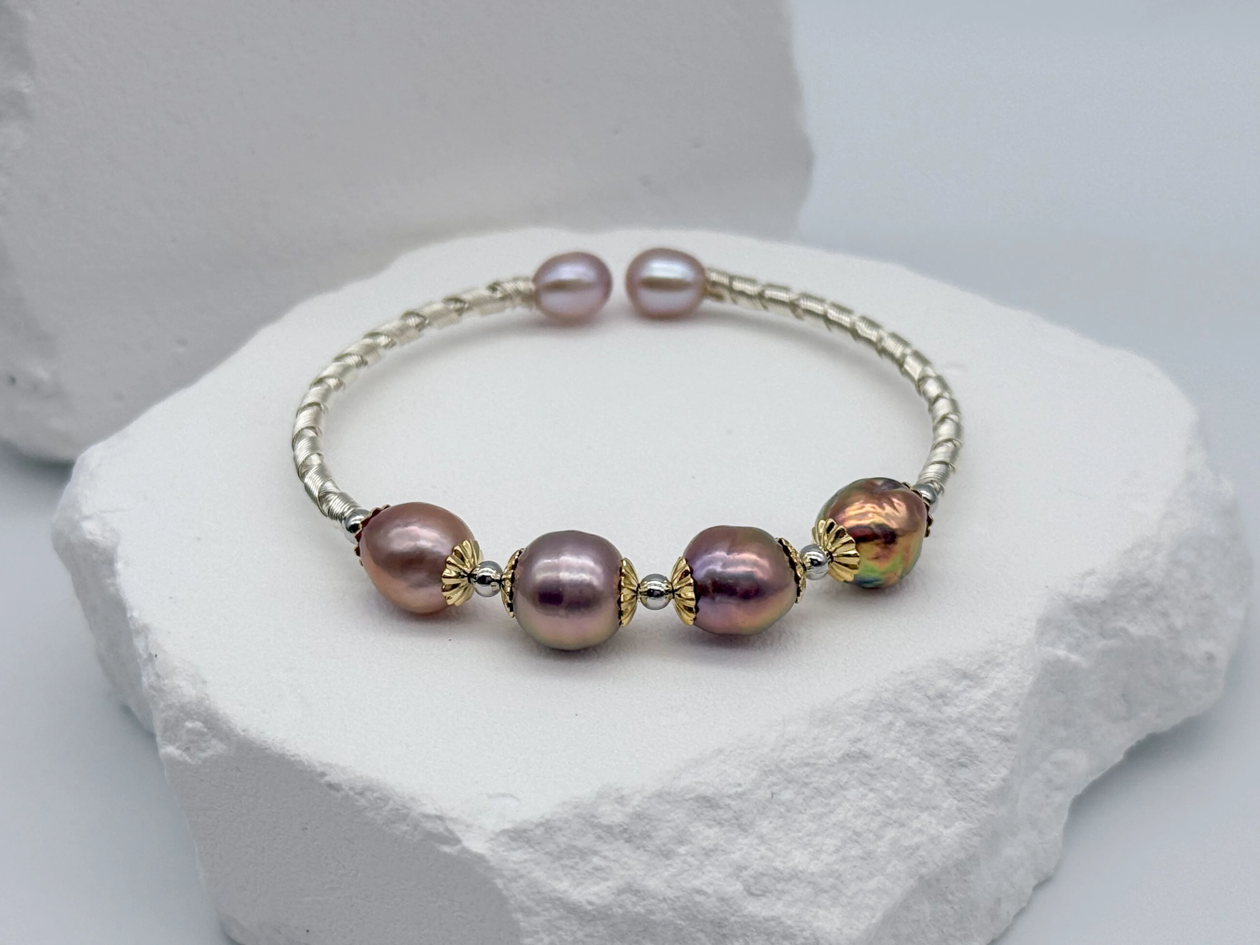 Multicolor Freshwater 4-Pearl Bangle