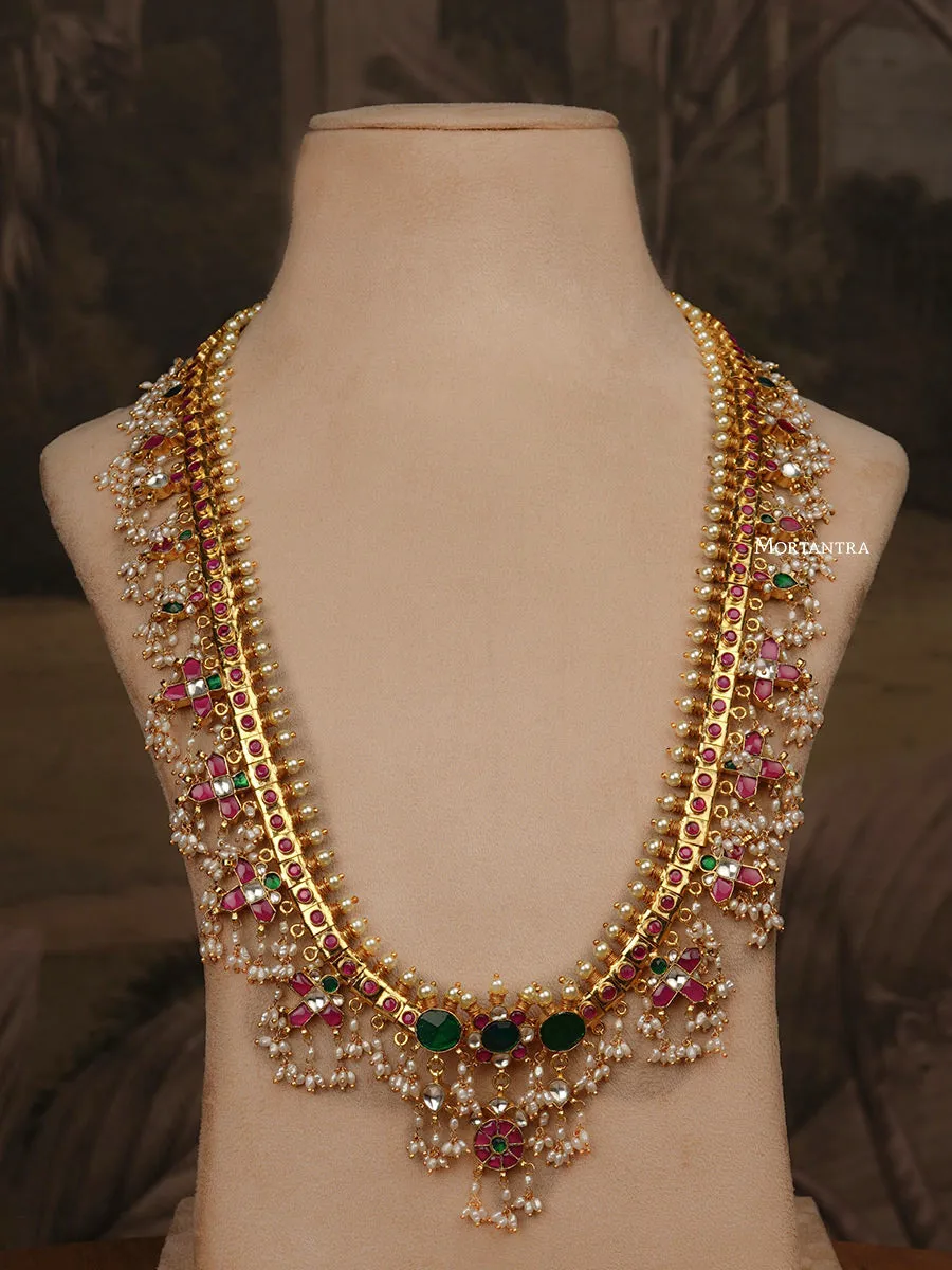 Multicolor Gold Plated Jadau Kundan Necklace Set - MS1034A