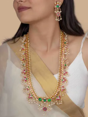 Multicolor Gold Plated Jadau Kundan Necklace Set - MS1034A