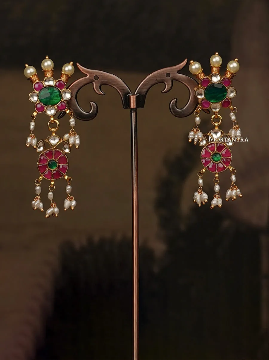 Multicolor Gold Plated Jadau Kundan Necklace Set - MS1034A