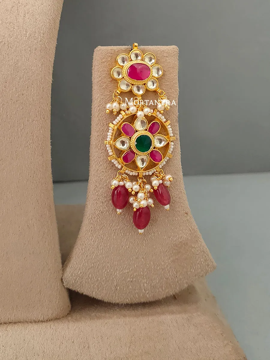Multicolor Gold Plated Jadau Kundan Necklace Set - MS1702MA