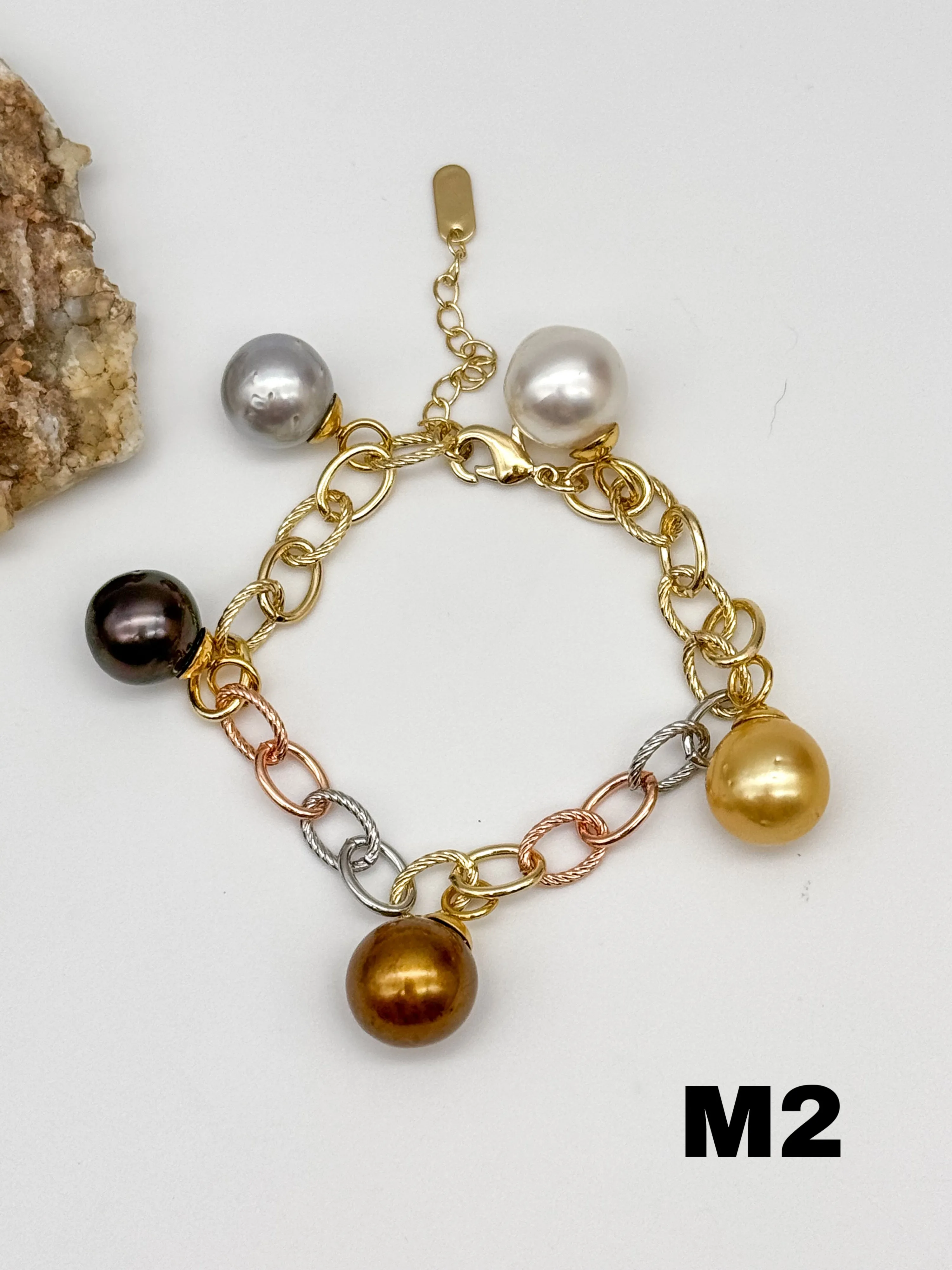 Multicolor South Sea Pearl Charm Bracelet