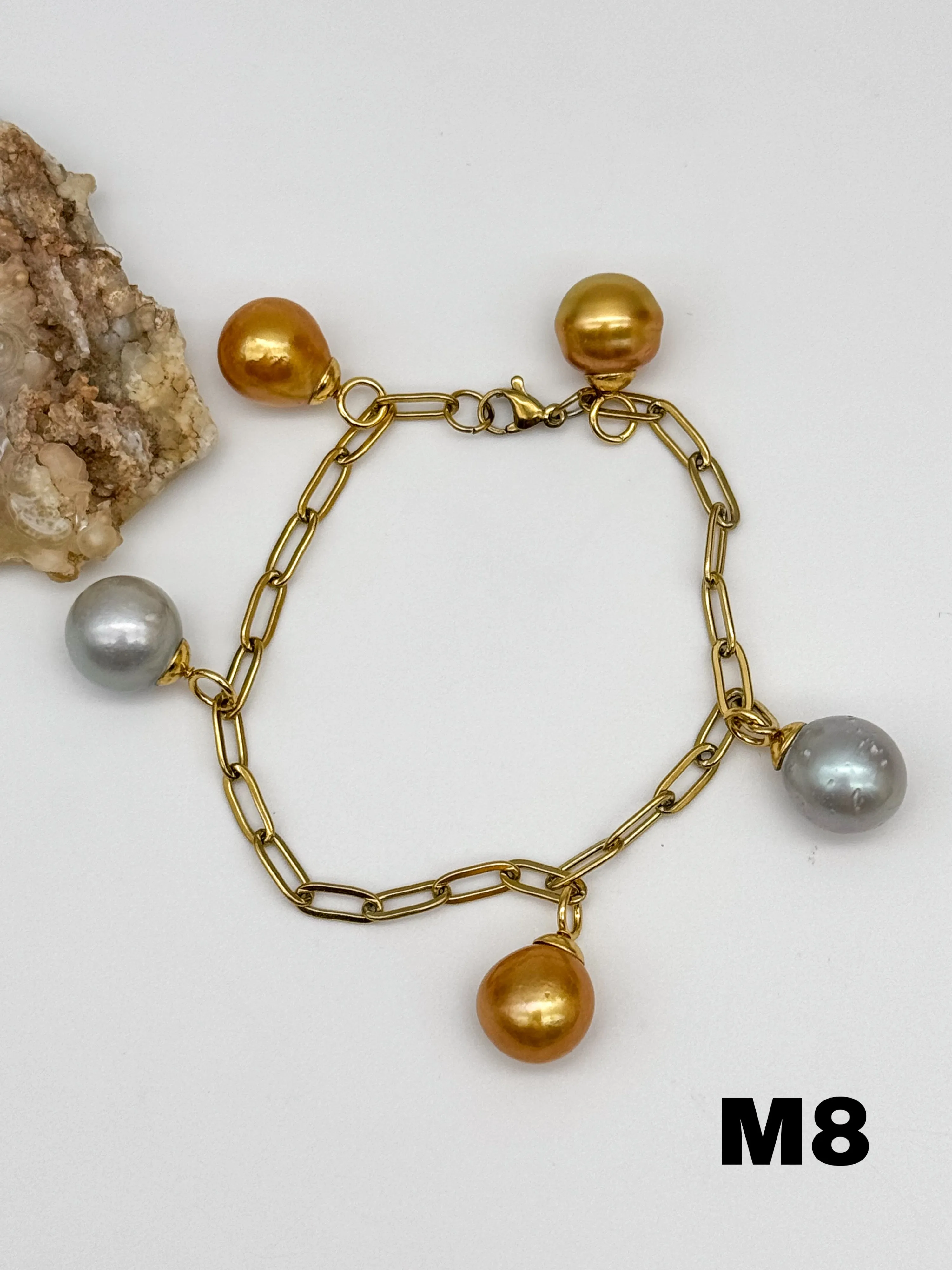 Multicolor South Sea Pearl Charm Bracelet
