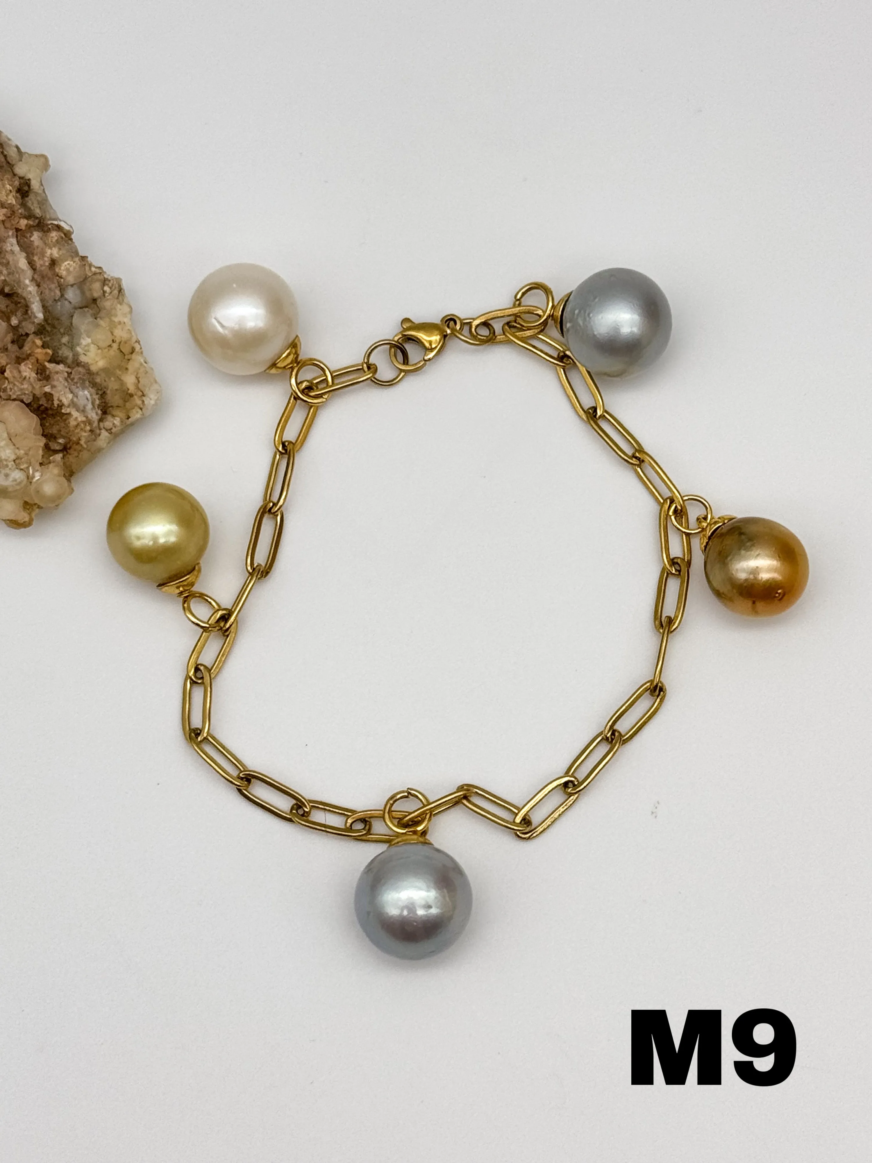Multicolor South Sea Pearl Charm Bracelet