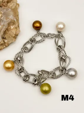 Multicolor South Sea Pearl Charm Bracelet