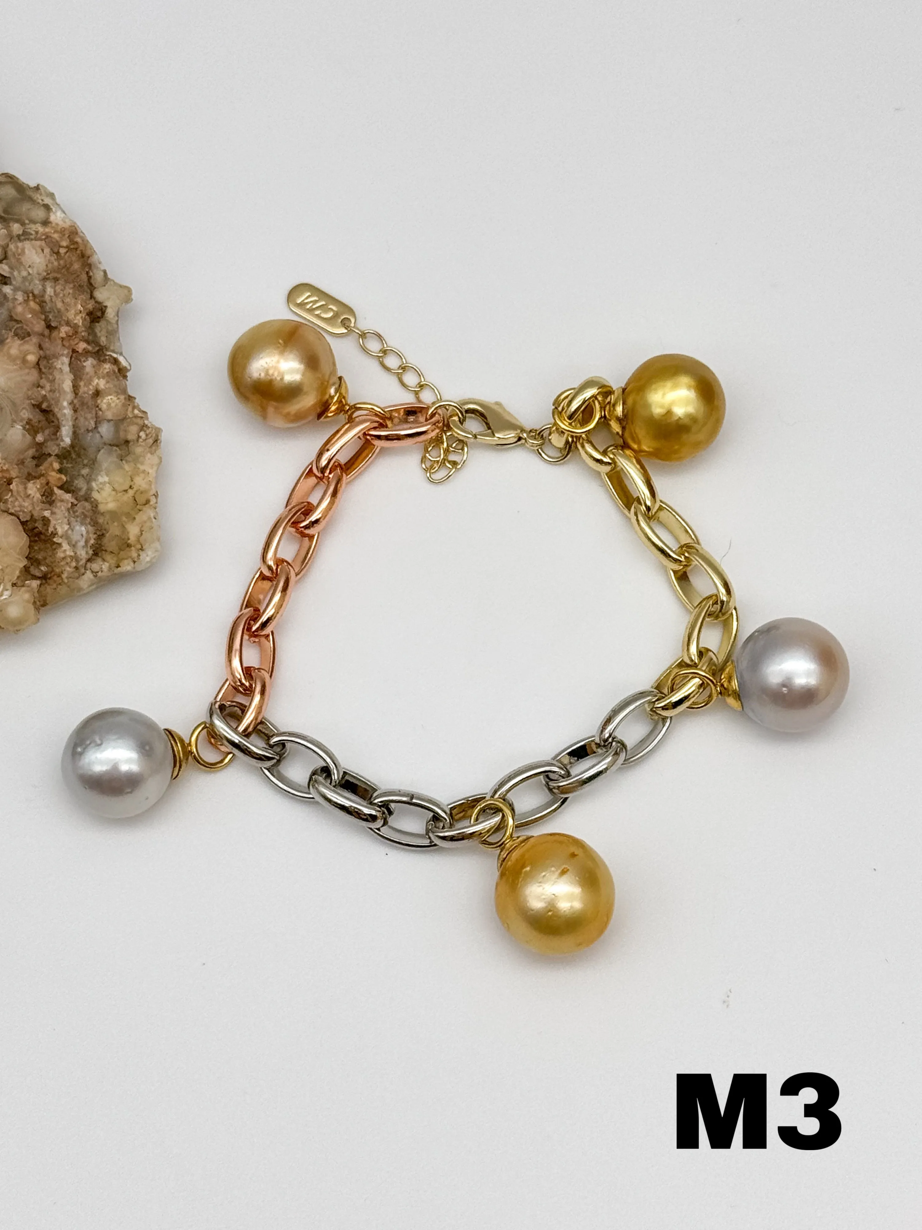 Multicolor South Sea Pearl Charm Bracelet