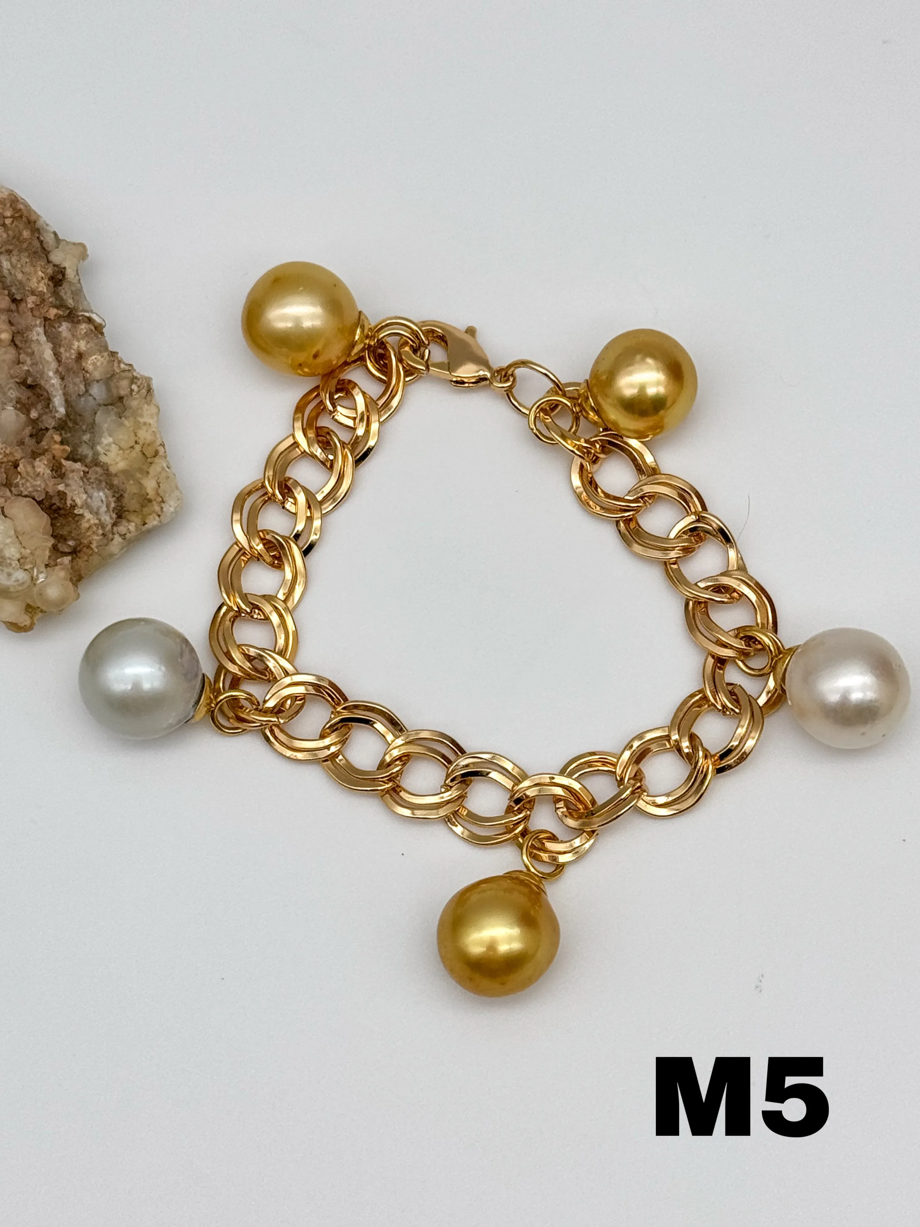 Multicolor South Sea Pearl Charm Bracelet