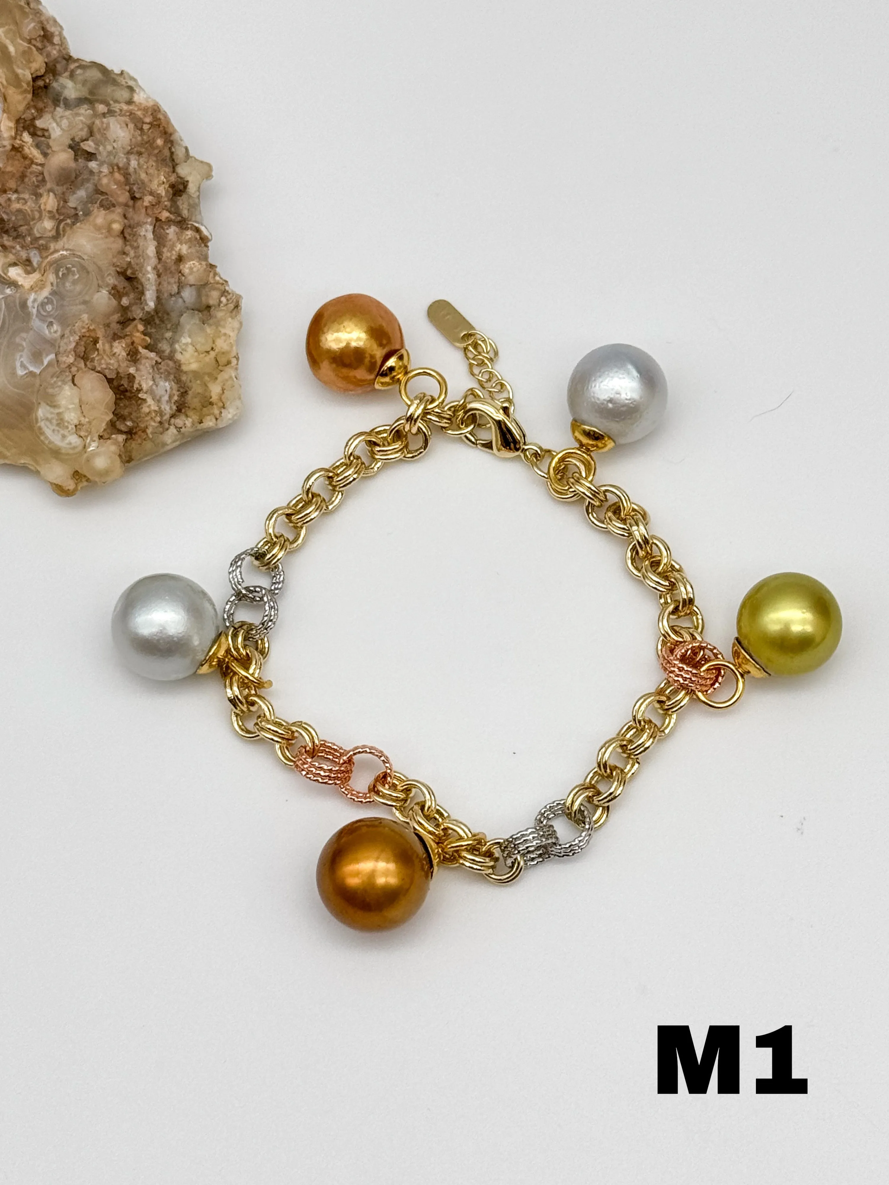 Multicolor South Sea Pearl Charm Bracelet