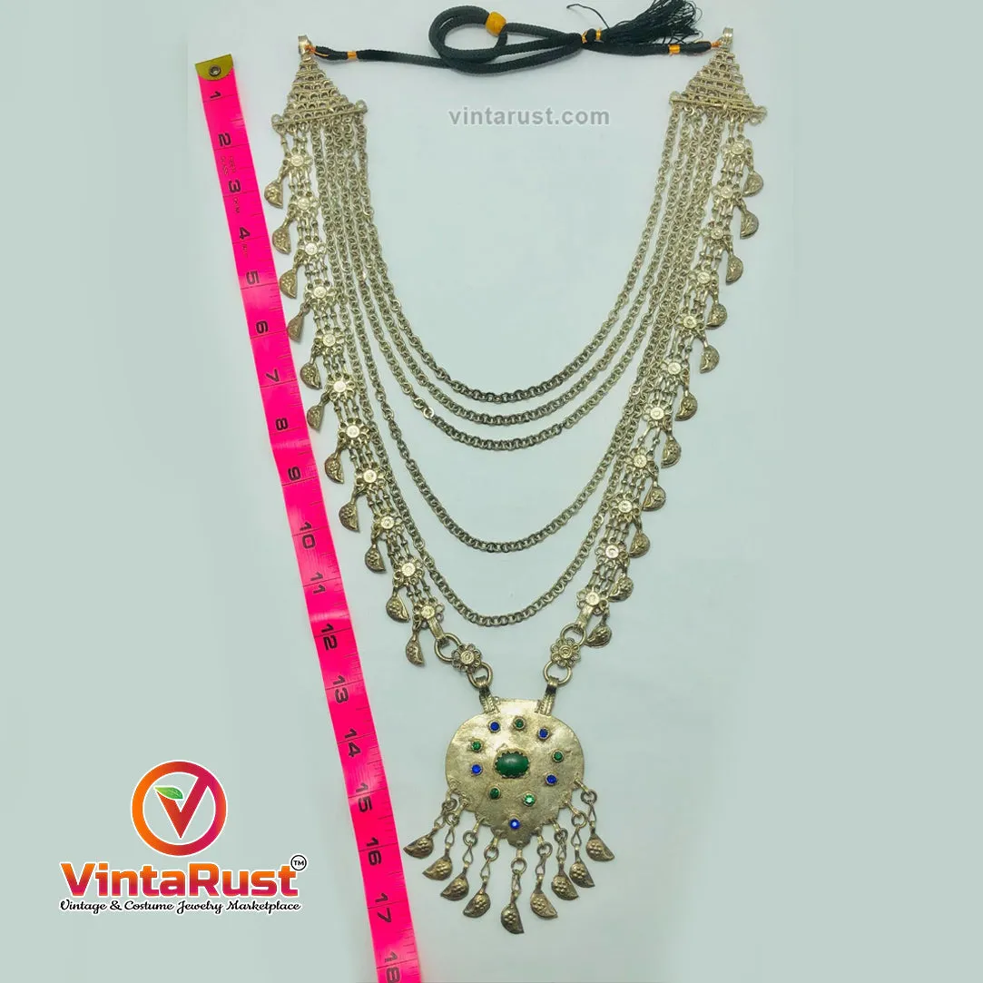 Multilayers Massive Vintage Bib Necklace With Pendant