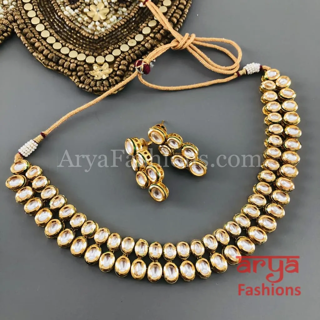 Muneeba Two line Kundan Necklace with Kundan