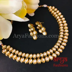 Muneeba Two line Kundan Necklace with Kundan