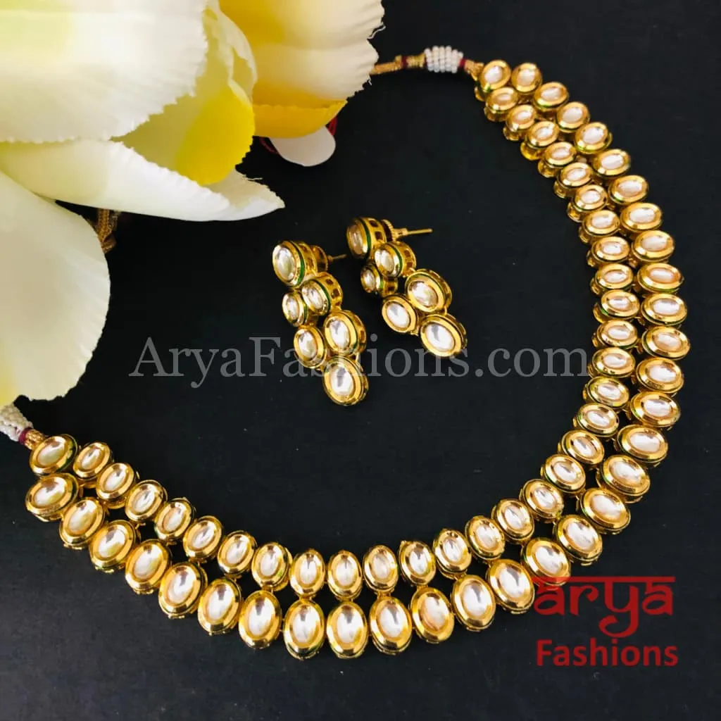 Muneeba Two line Kundan Necklace with Kundan