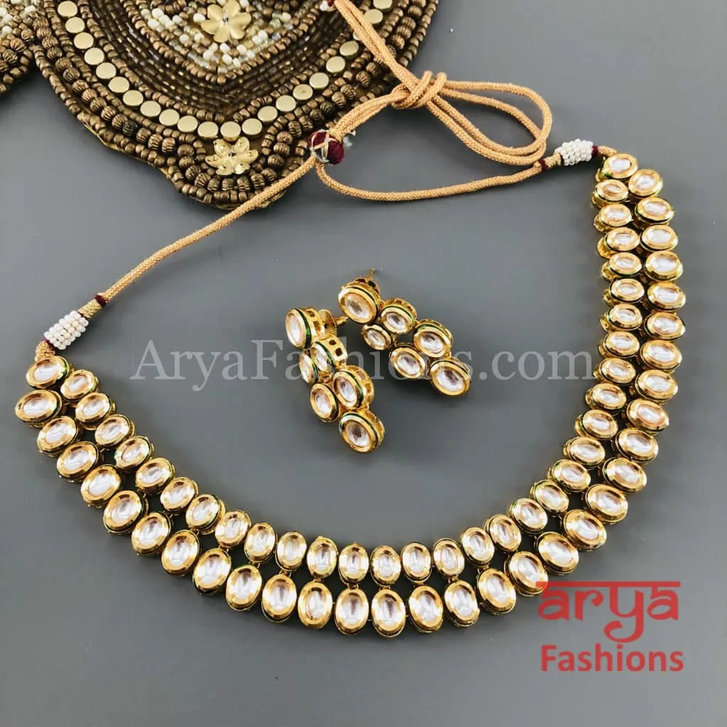 Muneeba Two line Kundan Necklace with Kundan