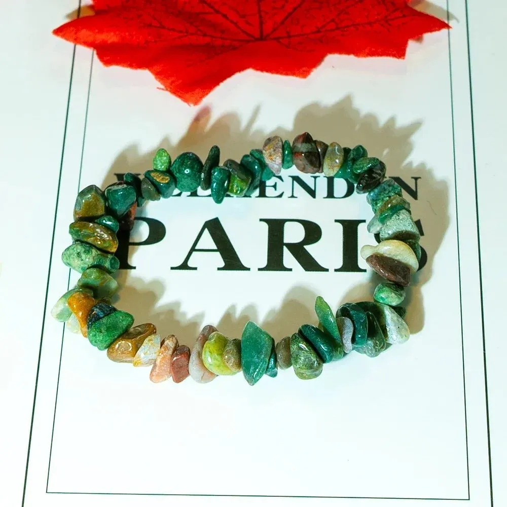 Natural Crystal Crushed Stone Bracelet Irregular Reiki Lucky Elastic Bracelet Ladies Fashion Strawberry Crystal Amethyst Jewelry