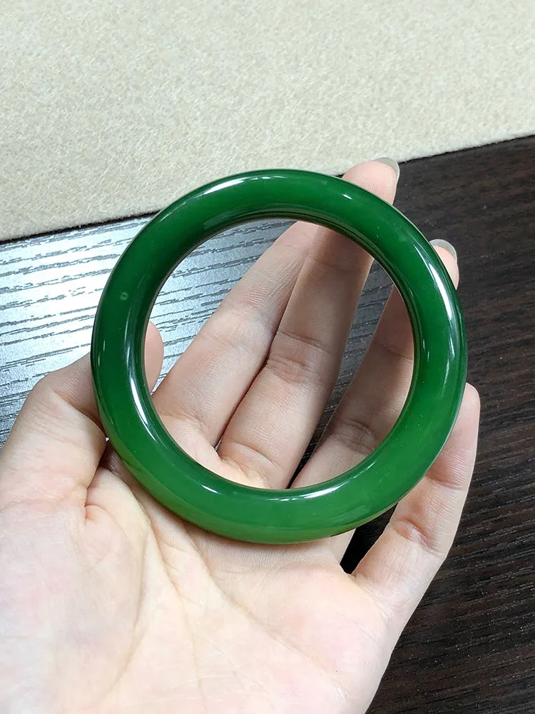 Natural Jade Bangle Nephrite Bangle Internal Diameter 55.9mm NBE012