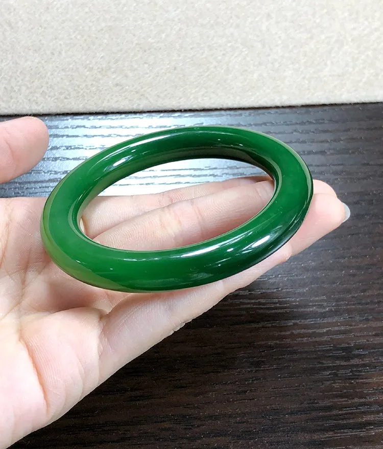Natural Jade Bangle Nephrite Bangle Internal Diameter 55.9mm NBE012