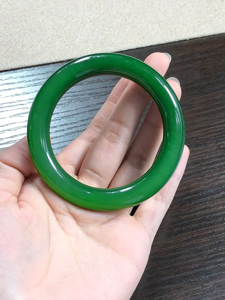 Natural Jade Bangle Nephrite Bangle Internal Diameter 55.9mm NBE012