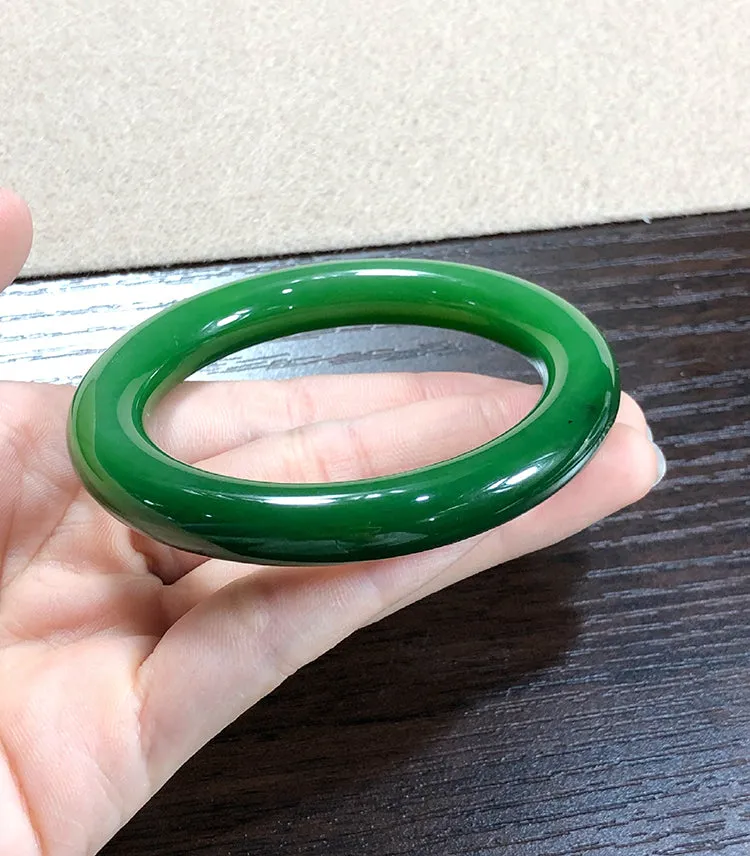 Natural Jade Bangle Nephrite Bangle Internal Diameter 55.9mm NBE012
