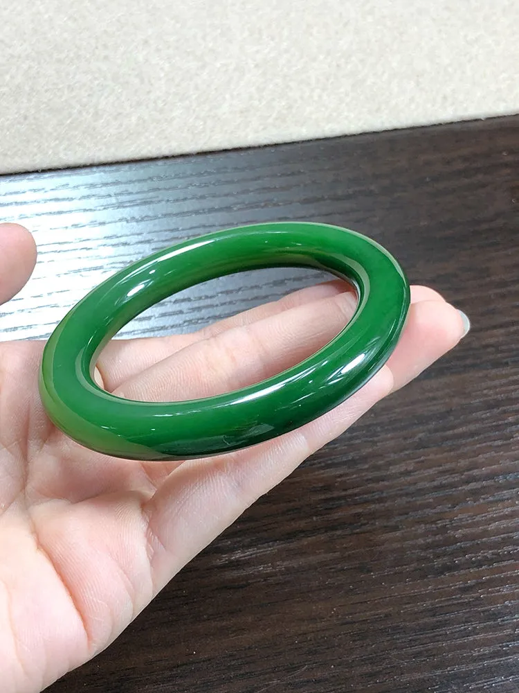 Natural Jade Bangle Nephrite Bangle Internal Diameter 55.9mm NBE012