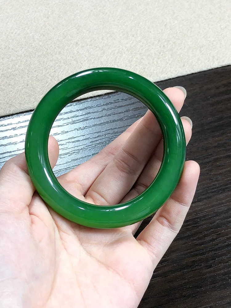Natural Jade Bangle Nephrite Bangle Internal Diameter 55.9mm NBE012
