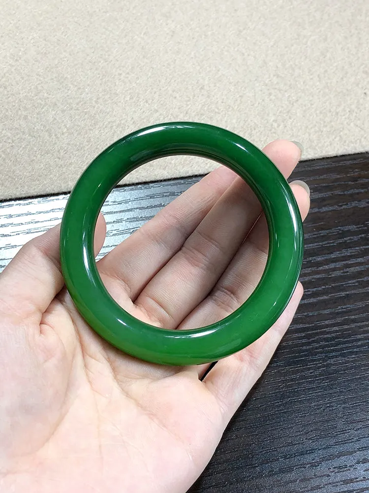 Natural Jade Bangle Nephrite Bangle Internal Diameter 55.9mm NBE012