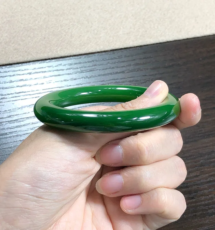 Natural Jade Bangle Nephrite Bangle Internal Diameter 55.9mm NBE012