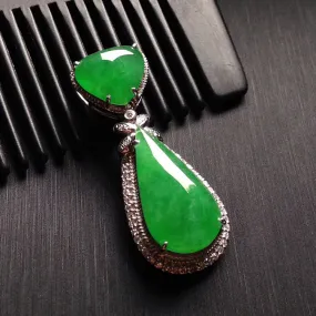 Natural Jade Pendant Jadeite Gold Pendant PT536
