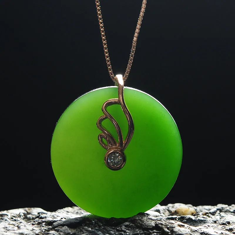 Natural Jade Pendant Nephrite Silver Pendant PT151