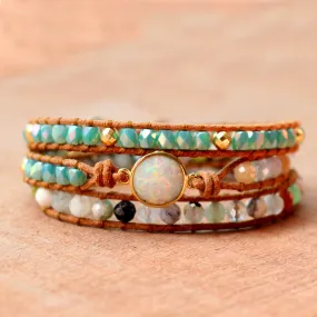 Natural Opal Gemstone Protection Healing Bracelet for Women Charms Gifts for Mom