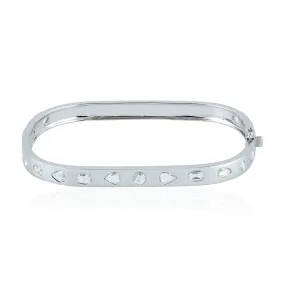 Natural Uncut/Rose Cut Diamond 18k White Gold Bangle Women Jewelry