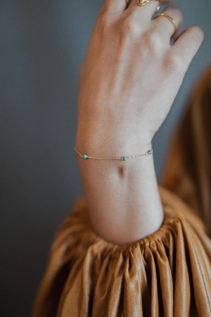 Nebula Turquoise Chain Bracelet | 18kt Solid Gold